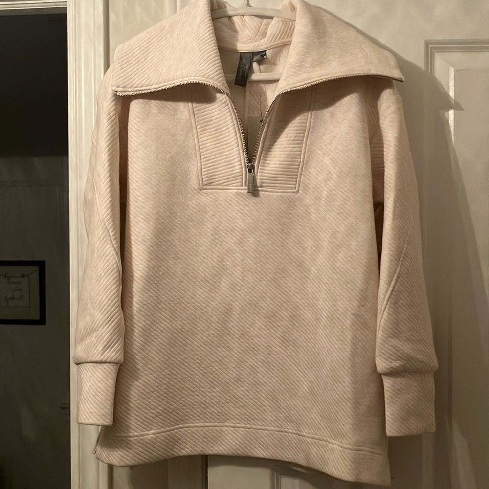Sweaty Betty 1/2 Zip Pullover Shawl Collar Oatmeal XS